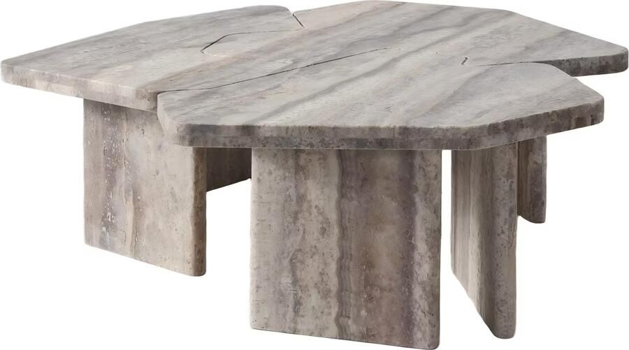 Richmond Interiors Richmond Organische Salontafel Westin Travertin Set van 3 stuks Grijs