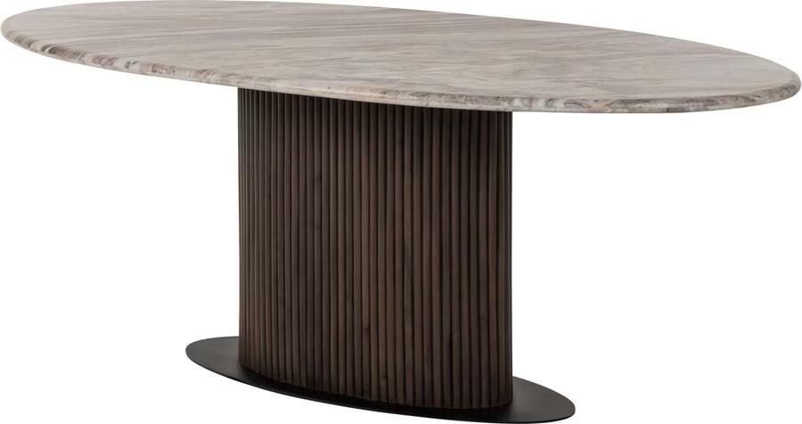 Richmond Interiors Richmond Ovale Eettafel Rasford Marmer 200 x 100cm Donkerbruin Ovaal