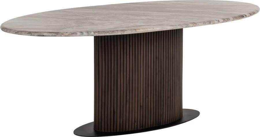 Richmond Interiors Richmond Ovale Eettafel Rasford Marmer 200 x 100cm Donkerbruin Ovaal