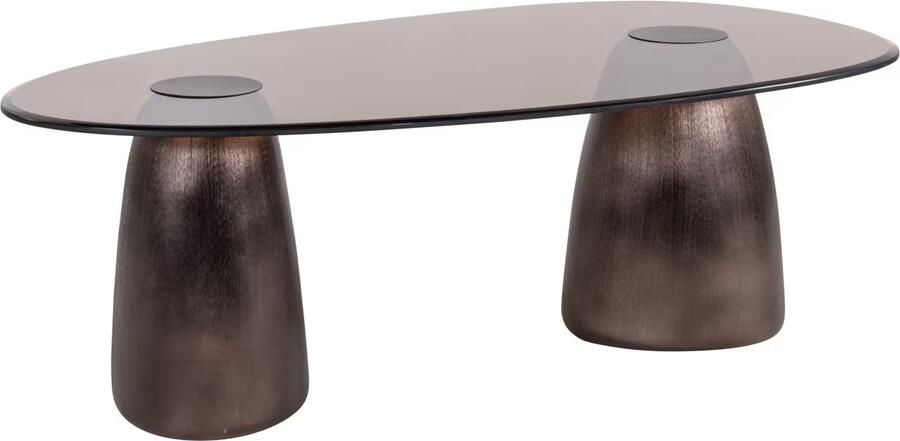 Richmond Interiors Richmond Ovale Salontafel Hayden Glas 128 x 69cm Brons Organisch