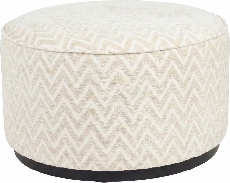 Richmond Interiors Richmond Poef Lexie Chevron Ø70cm Beige