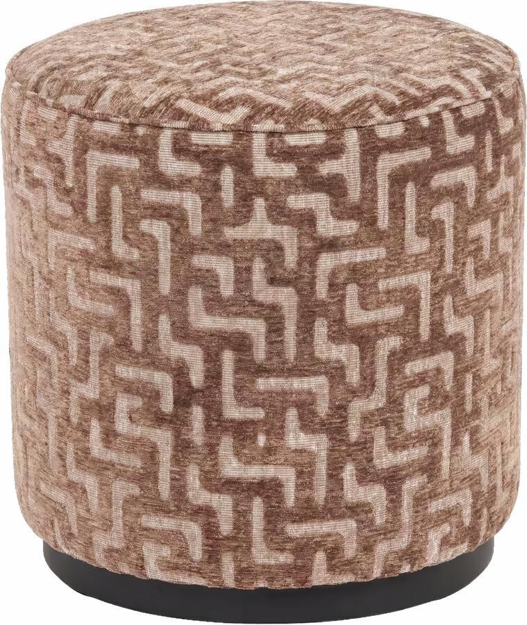 Richmond Interiors Richmond Poef Lexie Labyrinth Ø45cm Bruin
