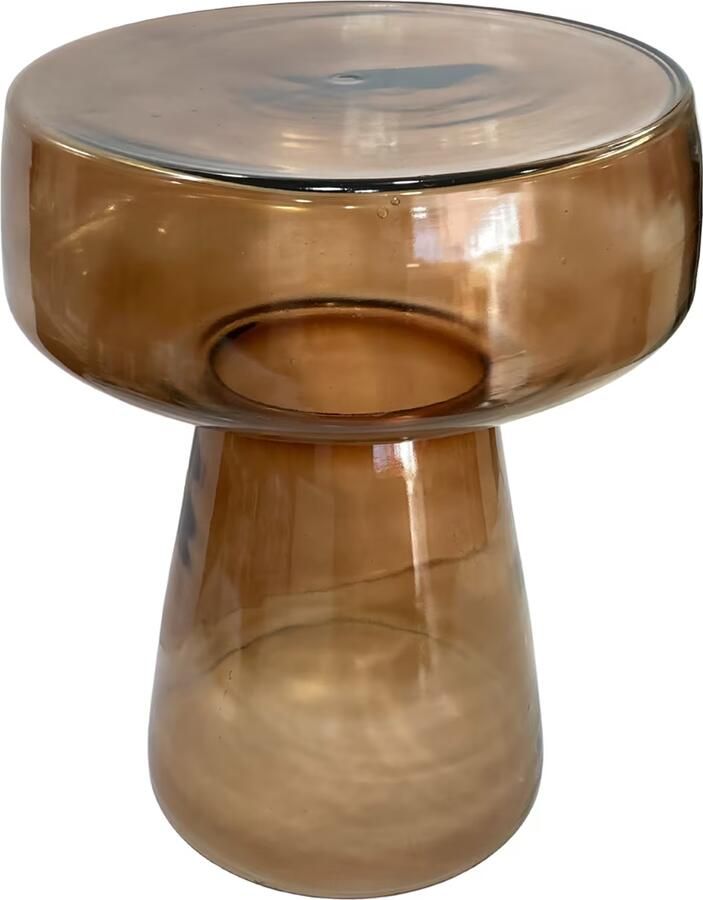Richmond Interiors Richmond Ronde Bijzettafel Isa Glas 40cm Brown