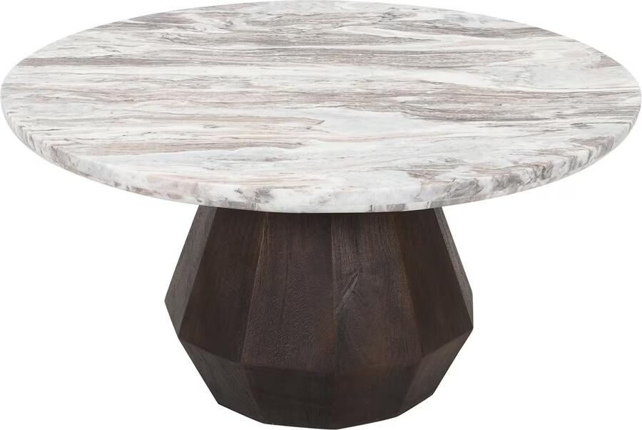 Richmond Interiors Richmond Ronde Salontafel Oberoy Marmer en mangohout 80cm Bruin
