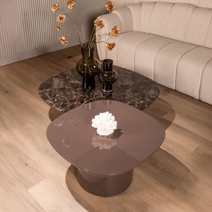 Richmond Interiors Richmond Salontafel Almundi Keramiek set van 2 stuks Chocolat Brown