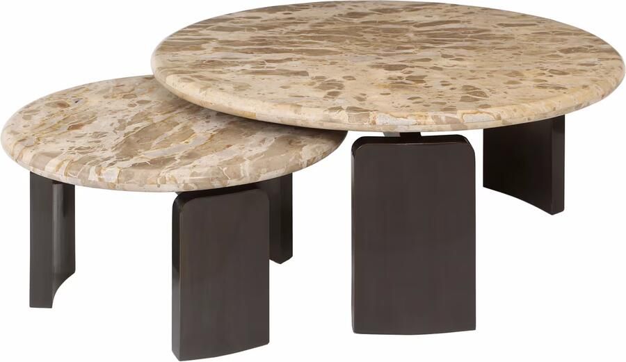 Richmond Interiors Richmond Salontafel Bayonne Marmer Bronze Set van 2 stuks Rond