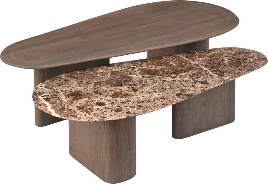 Richmond Interiors Richmond Salontafel Castello Set van 2 stuks 130 x 65cm Smoked Charchoal Organisch