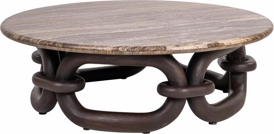 Richmond Interiors Richmond Salontafel Chainey Travertine en Mango Ash Brown 110cm Rond