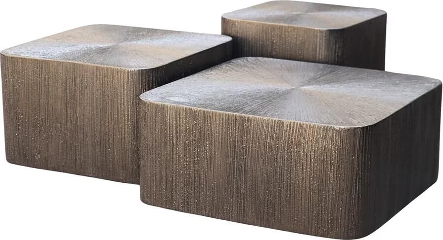Richmond Interiors Richmond Salontafel Cubes Brunzae Set van 3 stuks Brons Vierkant