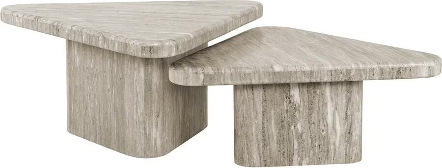 Richmond Interiors Richmond Salontafel Dwayne Marmer Set van 2 stuks Wit Japandi