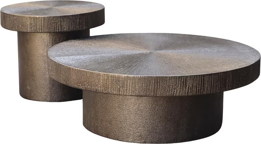 Richmond Interiors Richmond Salontafel Lindo Metaal Mdf 90cm Set van 2 stuks Rond
