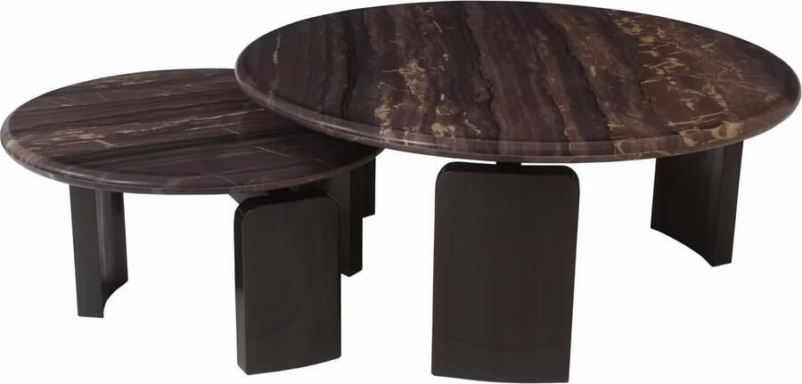 Richmond Interiors Richmond Salontafel Menton Marmer Burgundy Set van 2 stuks Rond