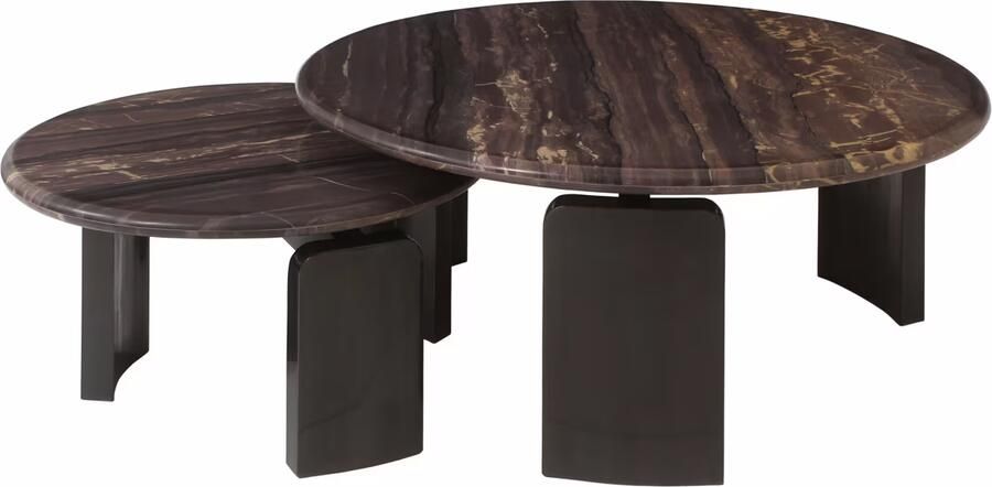 Richmond Interiors Richmond Salontafel Menton Marmer Burgundy Set van 2 stuks Rond