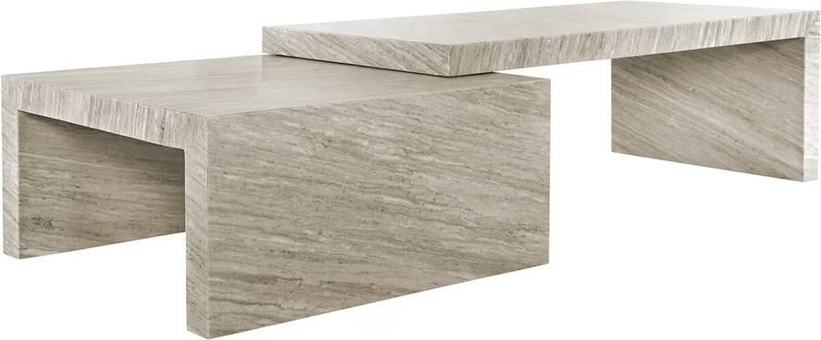 Richmond Interiors Richmond Salontafel Novaz Marmer Set van 2 stuks Wit Japandi