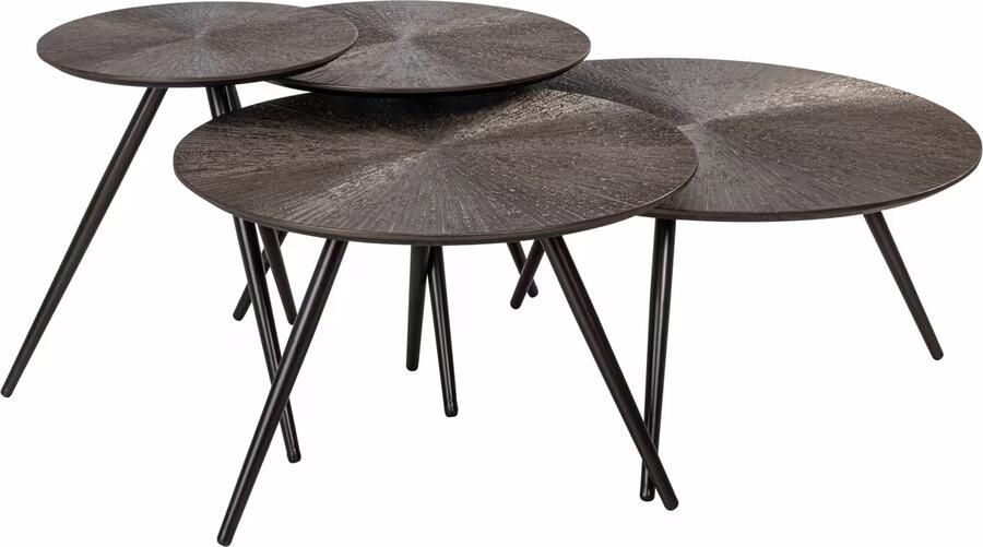 Richmond Interiors Richmond Salontafel Quadra Mdf Metaal 70cm Set van 4 stuks Zilver Rond