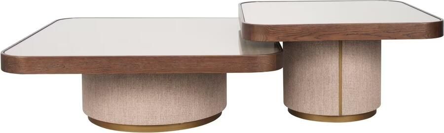 Richmond Interiors Richmond Salontafel Willox Linnen en eiken Set van 2 stuks Bruin