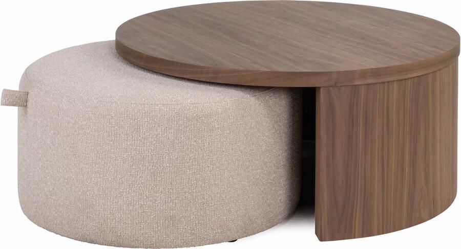 Richmond Interiors Richmond Salontafel Windsor Set van 2 stuks 90cm Walnut Rond