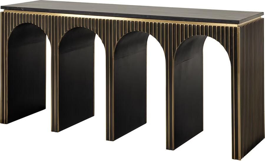 Richmond Interiors Richmond Sidetable Les Arcs Marmer en brass 160cm Brushed gold