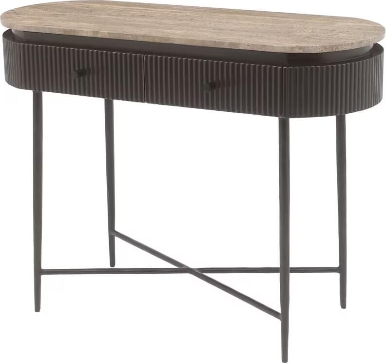 Richmond Interiors Richmond Sidetable Russo Travertin en brass 100cm Bruin