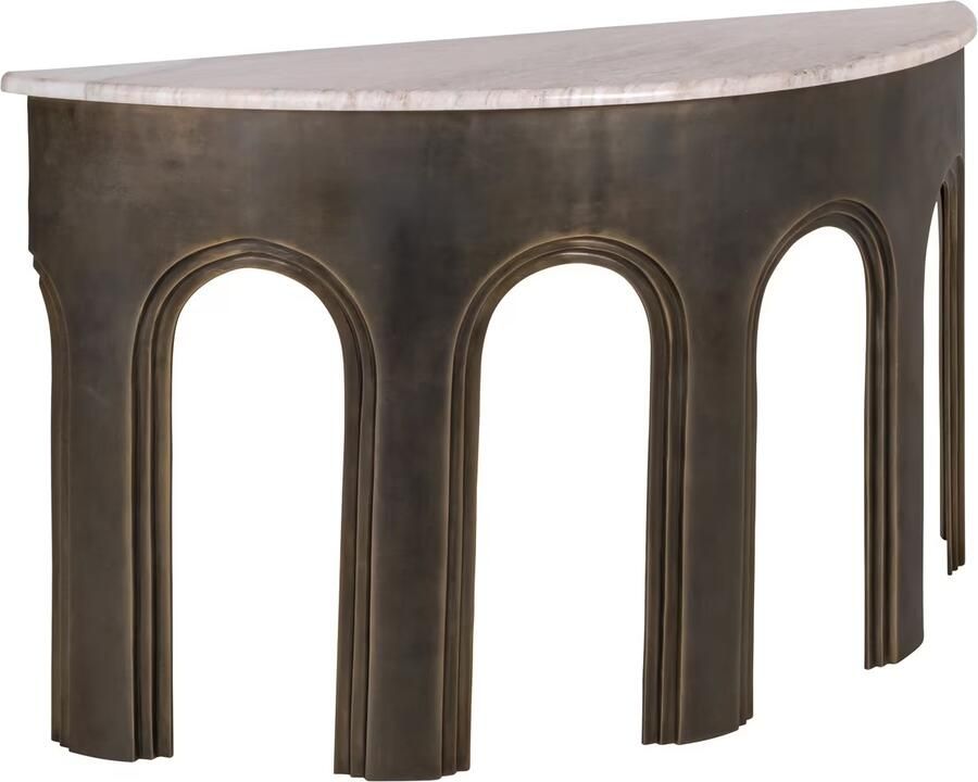 Richmond Interiors Richmond Sidetable Sanchis Marmer en Brass Antique 140cm Goud