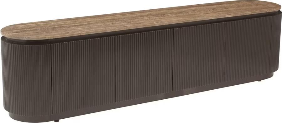 Richmond Interiors Richmond TV-meubel Russo Travertin en brass 200cm Bruin