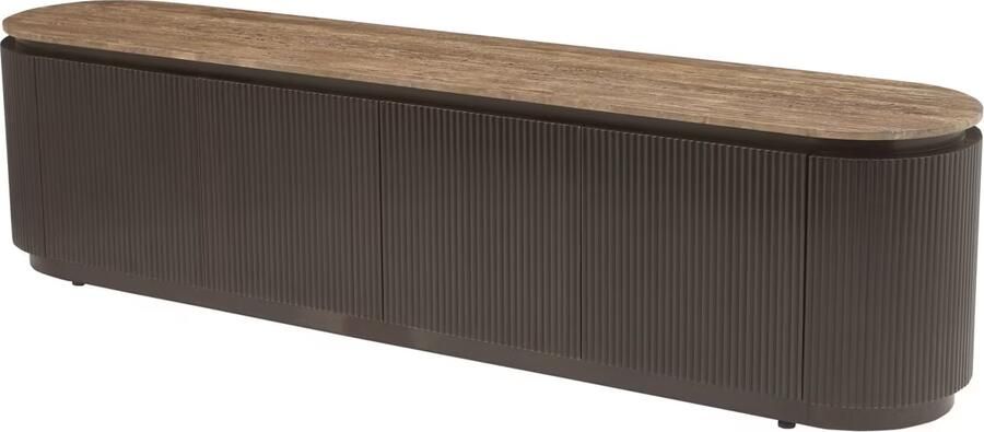 Richmond Interiors Richmond TV-meubel Russo Travertin en brass 200cm Bruin