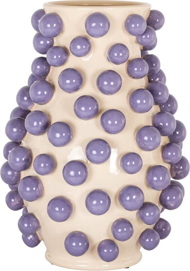 Richmond Interiors Richmond Vaas Dotty 44cm Crème Paars