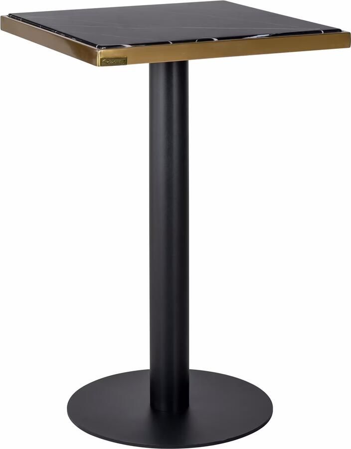 Richmond Interiors Richmond Vierkante Bistrotafel Zenza Marmerlook 50 x 50cm Zwart Goud