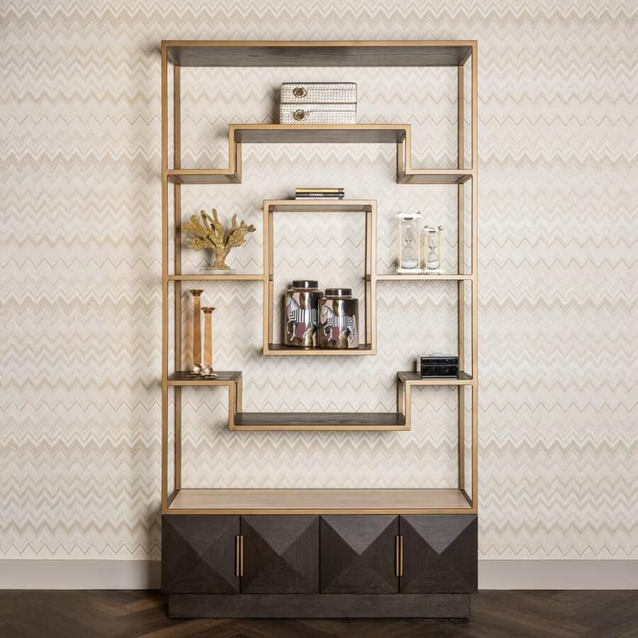 Richmond Interiors Richmond Wandkast Claremont Eiken en travertin 220 x 120cm Bruin