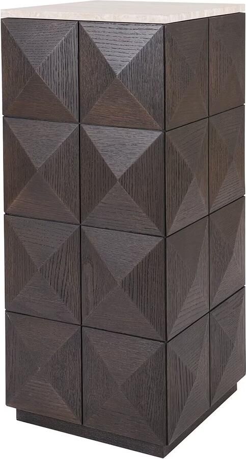 Richmond Interiors Richmond Zuil Claremont Eiken en travertin 90cm hoog Bruin