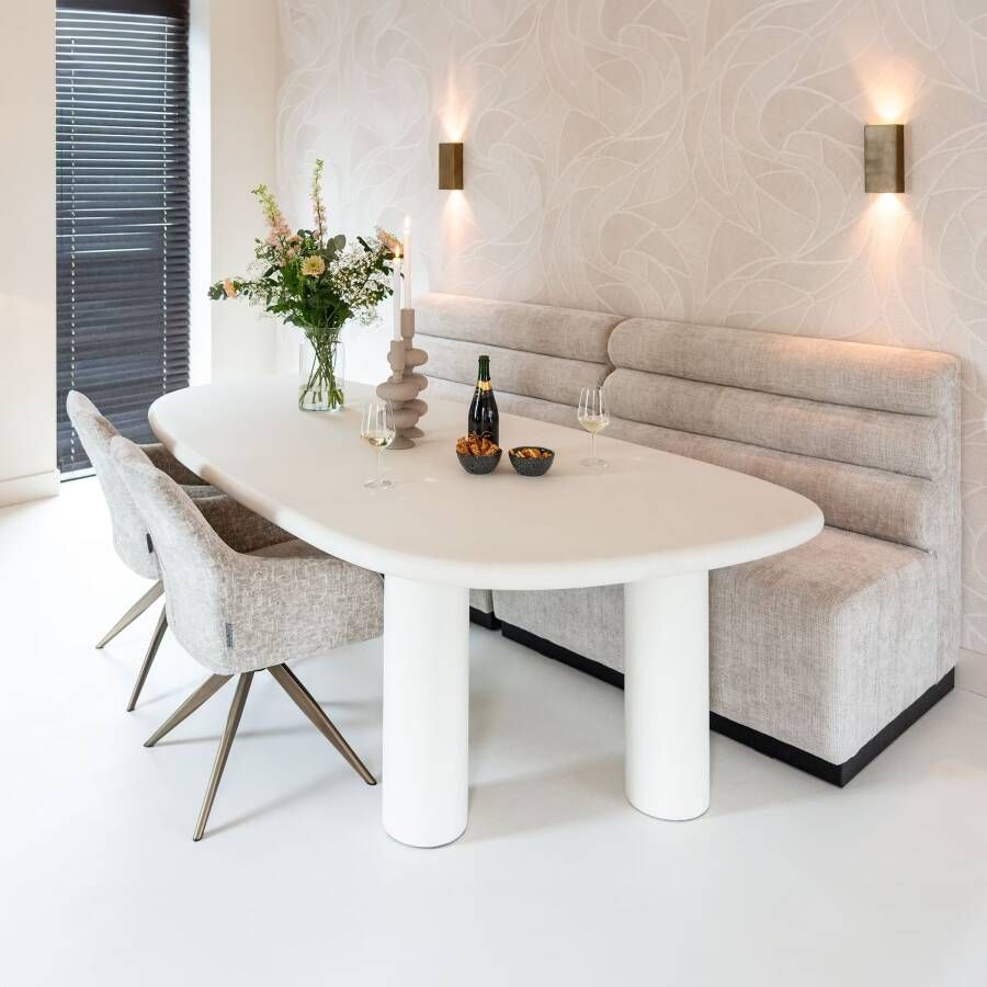 Richmond Interiors Richmond Organische Eettafel Bloomstone 230 x 117cm Wit