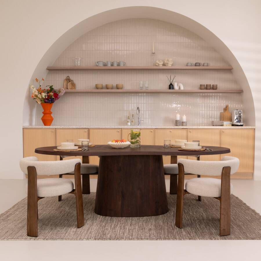 Richmond Interiors Richmond Organische Eettafel Odile Mangohout 230 x 110cm Donkerbruin Japandi