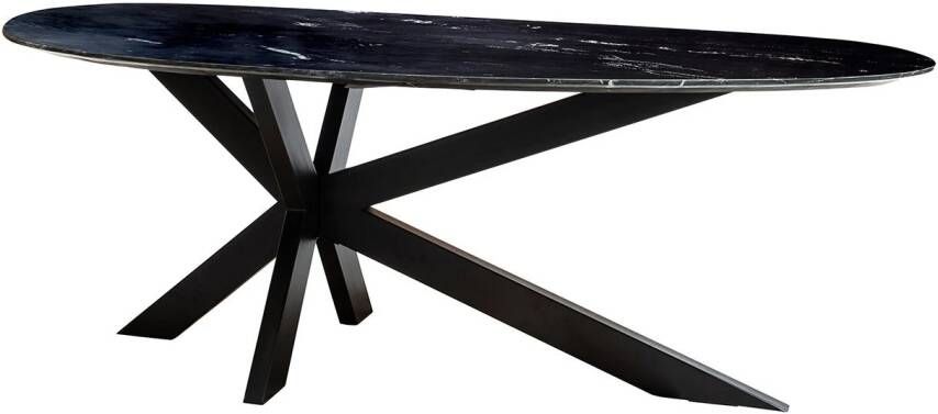 Richmond Interiors Richmond Organische Eettafel Trocadero Marmer 220 x 100cm Zwart