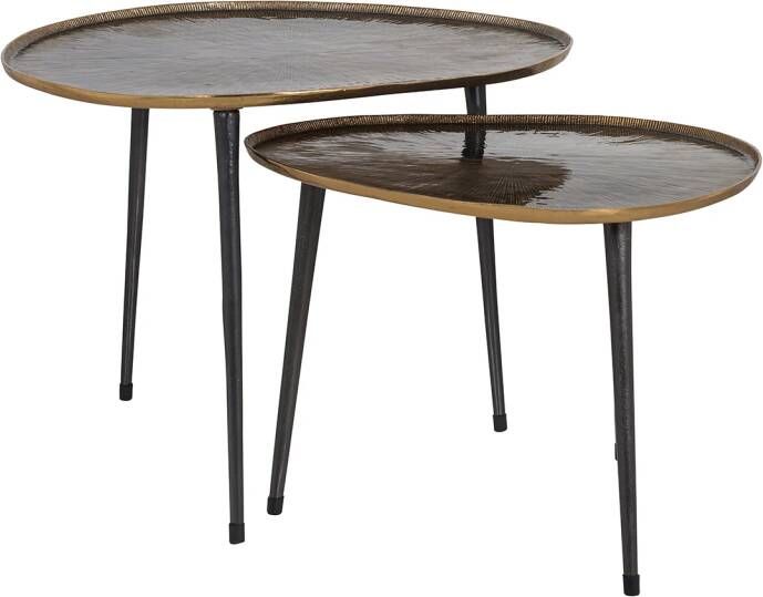 Richmond Interiors Richmond Organische Salontafel Louve Set van 2 stuks Goud