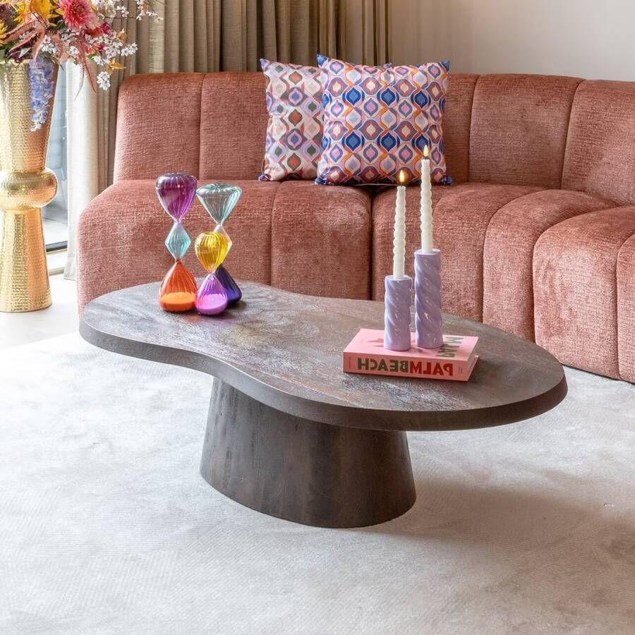 Richmond Interiors Richmond Organische Salontafel Odile Mangohout 130 x 70cm donkerbruin Japandi