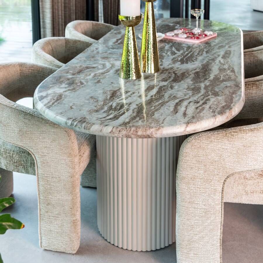 Richmond Interiors Richmond Ovale Eettafel Coronel Marmer 240 x 100cm Beige Ovaal