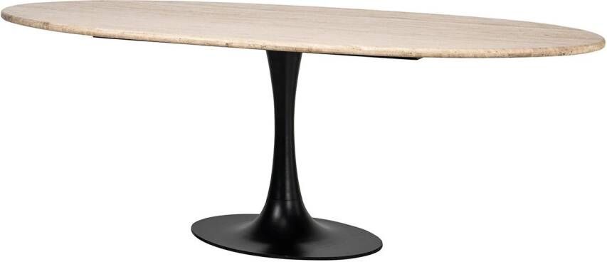 Richmond Interiors Richmond Ovale Eettafel Hampton Travertin 230 x 100cm Zwart Ovaal