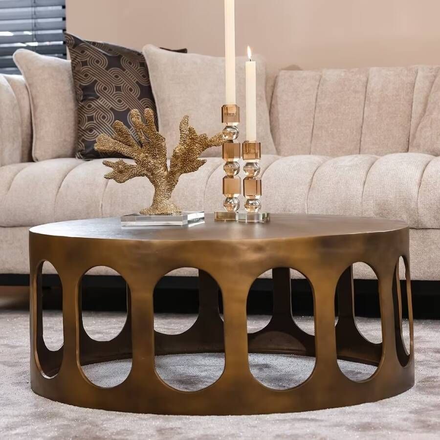 Richmond Interiors Richmond Ronde Salontafel Du Pont 86cm Brushed Gold