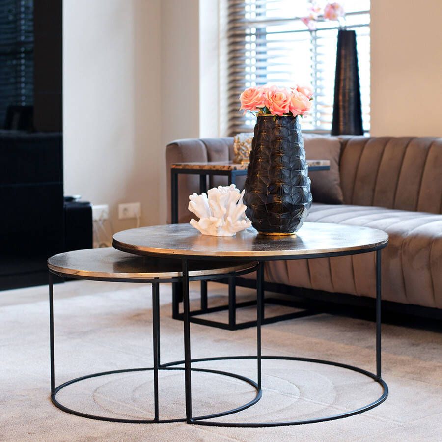 Richmond Interiors Richmond Salontafel Asher Set van 2 stuks Zwart Rond