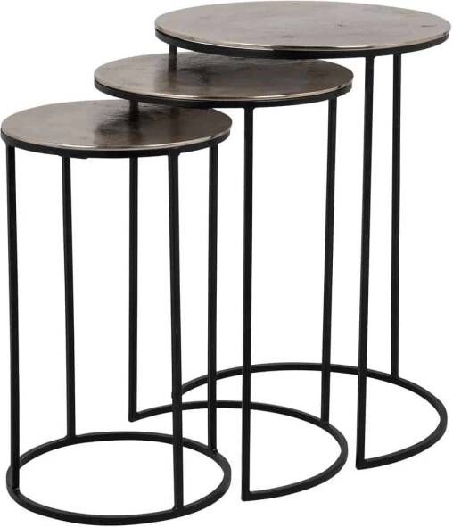 Richmond Interiors Richmond Salontafel Nolan Set van 3 stuks Champagne Gold Rond