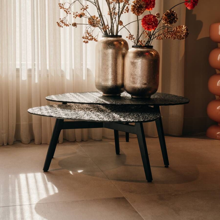 Richmond Interiors Richmond Salontafel Riley Glas Set van 2 stuks Brons Organisch