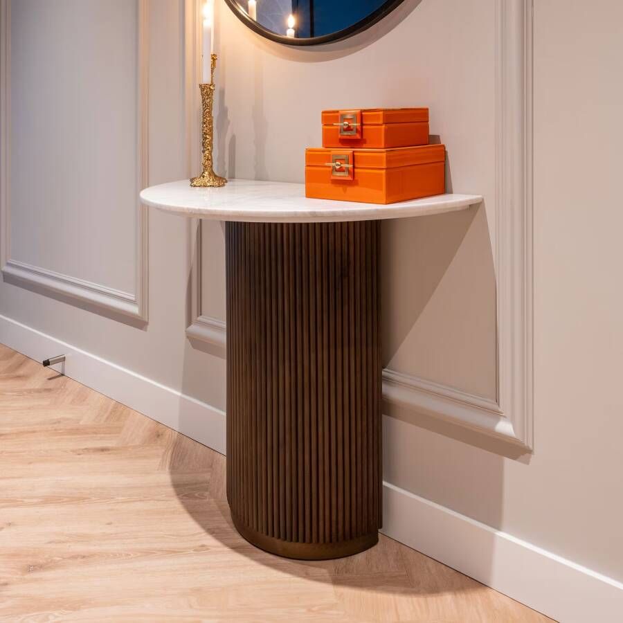 Richmond Interiors Richmond Sidetable Mayfield Marmer en Mangohout 90cm Bruin