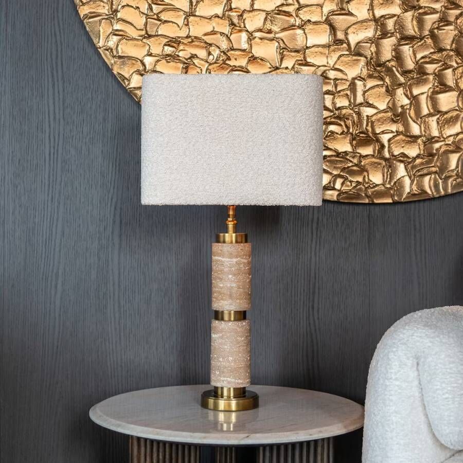 Richmond Interiors Richmond Tafellamp Lis Travertin 36cm hoog Goud