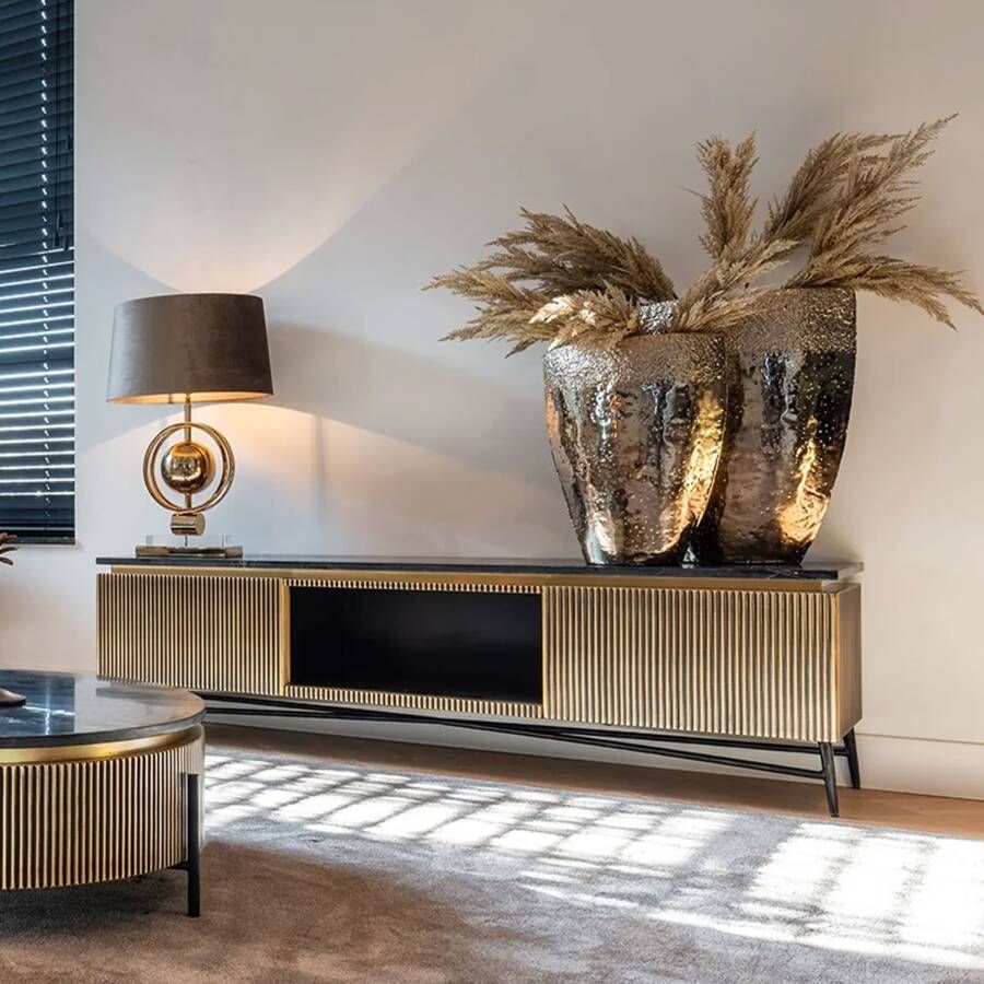 Richmond Interiors Richmond TV-meubel Ironville 170cm goud zwart marmer