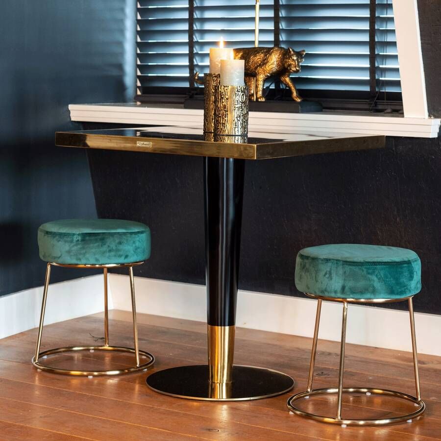 Richmond Interiors Richmond Vierkante Bistrotafel Can Roca Faux Marmer 70 x 70cm Zwart