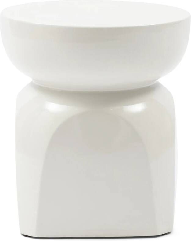 Rivièra Maison Ronde Porto Einde Tafel in Wit K34 Keramiek met een hoogte van 42 5 cm