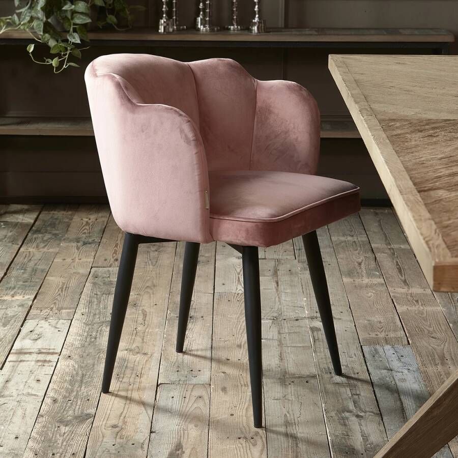 Rivièra Maison Draaibare Eetkamerstoel Dauphine Velvet Rosé Stain