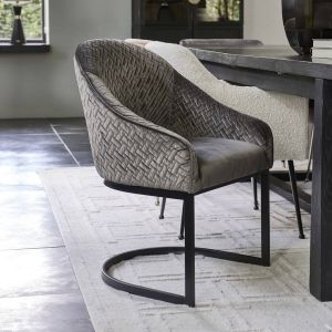 Riviera Maison Eetkamerstoel Met Armleuning Lincoln Dining Armchair Velvet Antraciet Grijs