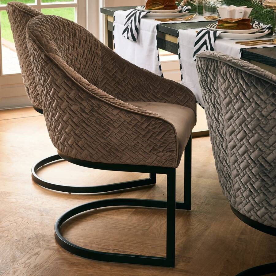 Riviera Maison Eetkamerstoel Met Armleuning Lincoln Dining Armchair Velvet Goud