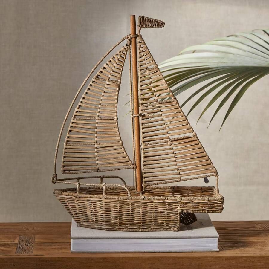 Rivièra Maison Riviera Maison Beeldje zeilboot Bruin Sailboat Sculpture   Rattan